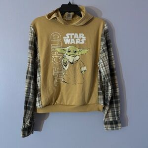 Star Wars The Child Hoodie with Plaid Sleeves
